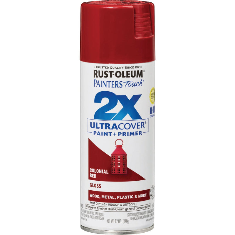 Rust-Oleum Painter's Touch 2X Ultra Cover 12 Oz. Gloss Paint + Primer Spray Paint, Colonial Red