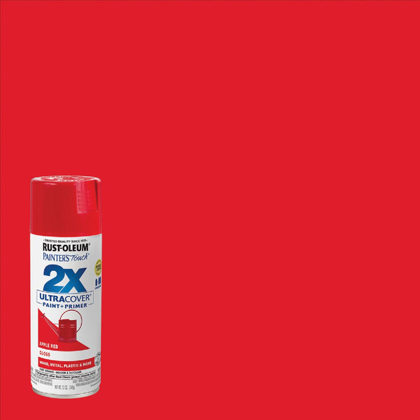 Rust-Oleum Painter's Touch 2X Ultra Cover 12 Oz. Gloss Paint + Primer Spray Paint, Apple Red