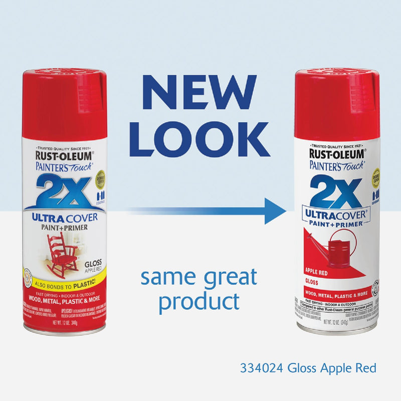 Rust-Oleum Painter's Touch 2X Ultra Cover 12 Oz. Gloss Paint + Primer Spray Paint, Apple Red