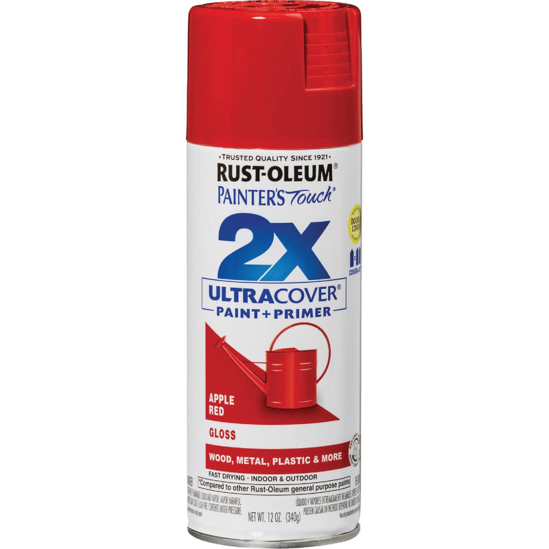 Rust-Oleum Painter's Touch 2X Ultra Cover 12 Oz. Gloss Paint + Primer Spray Paint, Apple Red