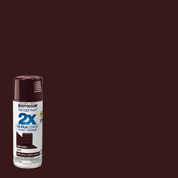 Rust-Oleum Painter's Touch 2X Ultra Cover 12 Oz. Gloss Paint + Primer Spray Paint, Kona Brown