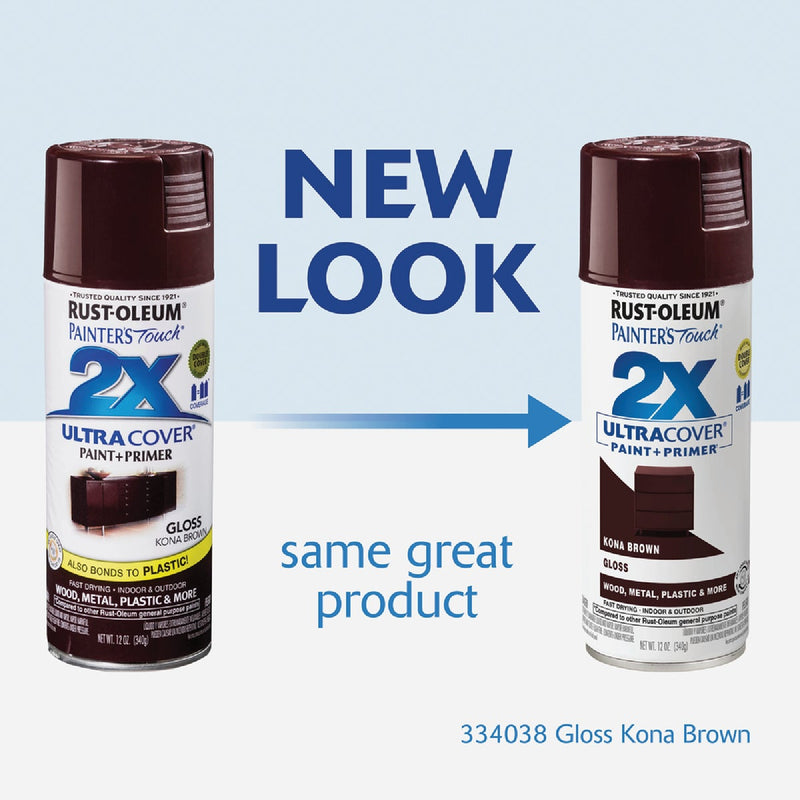 Rust-Oleum Painter's Touch 2X Ultra Cover 12 Oz. Gloss Paint + Primer Spray Paint, Kona Brown