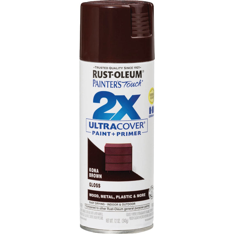 Rust-Oleum Painter's Touch 2X Ultra Cover 12 Oz. Gloss Paint + Primer Spray Paint, Kona Brown