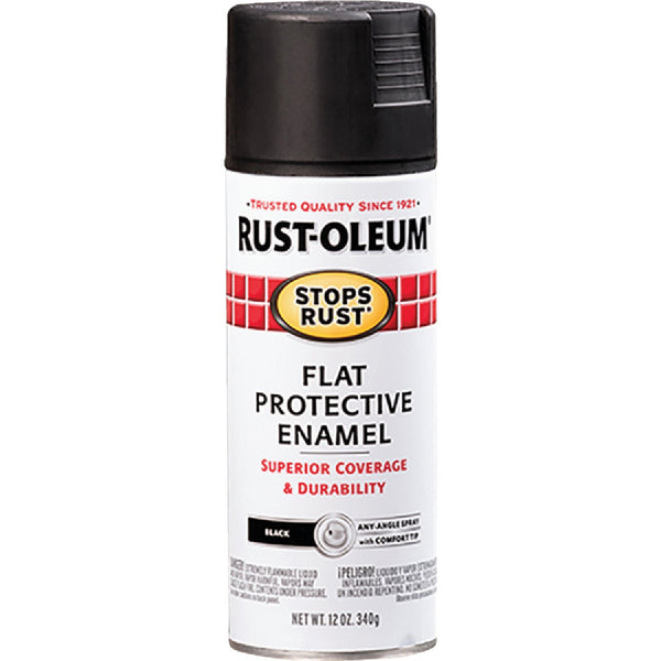 Rust-Oleum Stops Rust Flat Black 12 Oz. Anti-Rust Spray Paint