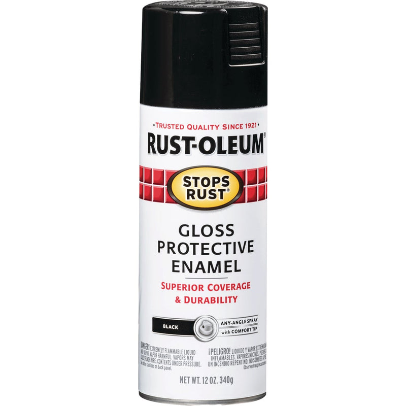 Rust-Oleum Stops Rust Gloss Black 12 Oz. Anti-Rust Spray Paint