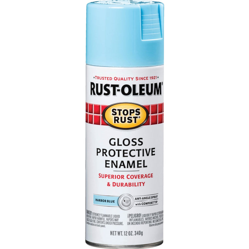 Rust-Oleum Stops Rust Harbor Blue Gloss 12 Oz. Anti-Rust Spray Paint