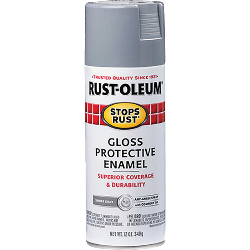 Rust-Oleum Stops Rust Smoke Gray Gloss 12 Oz. Anti-Rust Spray Paint