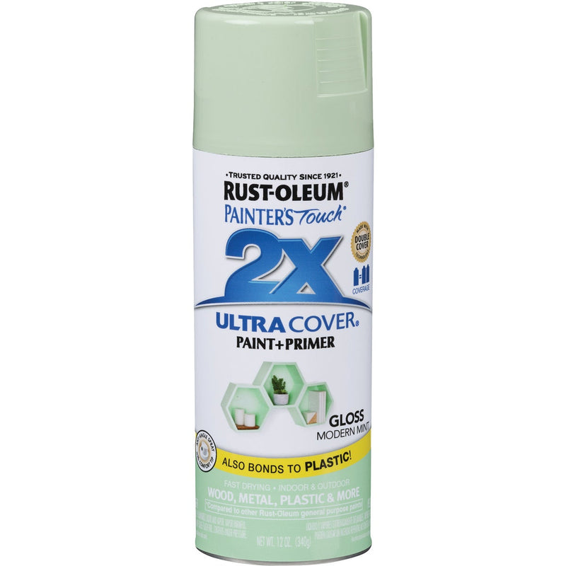 Rust-Oleum Painter's Touch 2X Ultra Cover 12 Oz. Gloss Paint + Primer Spray Paint, Modern Mint