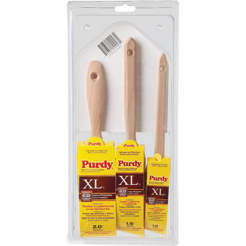 Purdy XL 1 In. Angle, 1-1/2 In. Angle, 2 In. Flat Trim Polyester-Nylon Paint Brush Set (3-Pack)