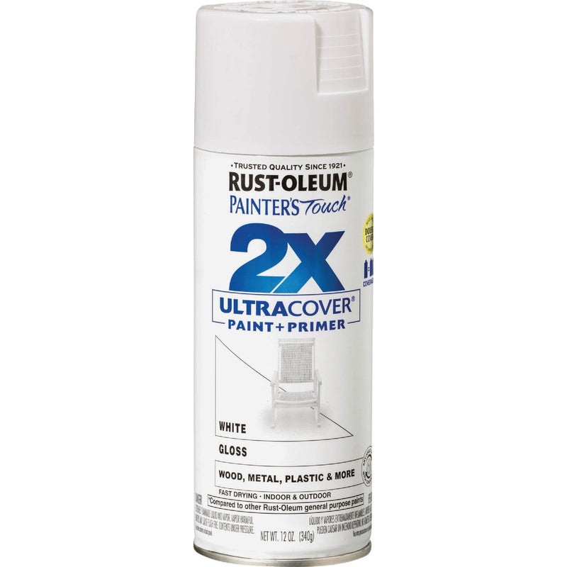 Rust-Oleum Painter's Touch 2X Ultra Cover 12 Oz. Gloss Paint + Primer Spray Paint, White