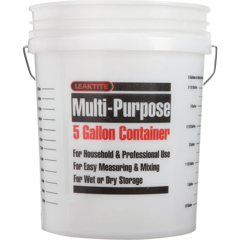 Leaktite 5 Gal. Clear Plastic Pail with Measuring Increments