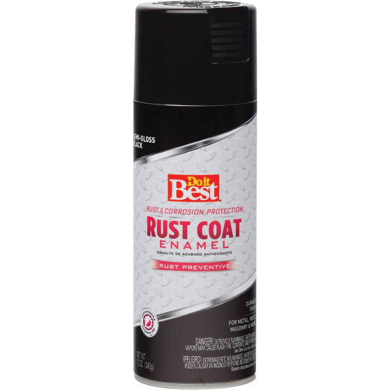 Do it Best Rust Coat Semi-Gloss Black 12 Oz. Anti-Rust Spray Paint