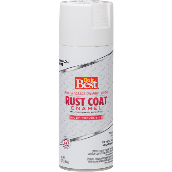 Do it Best Rust Coat Gloss Semi-Gloss White 12 Oz. Anti-Rust Spray Paint