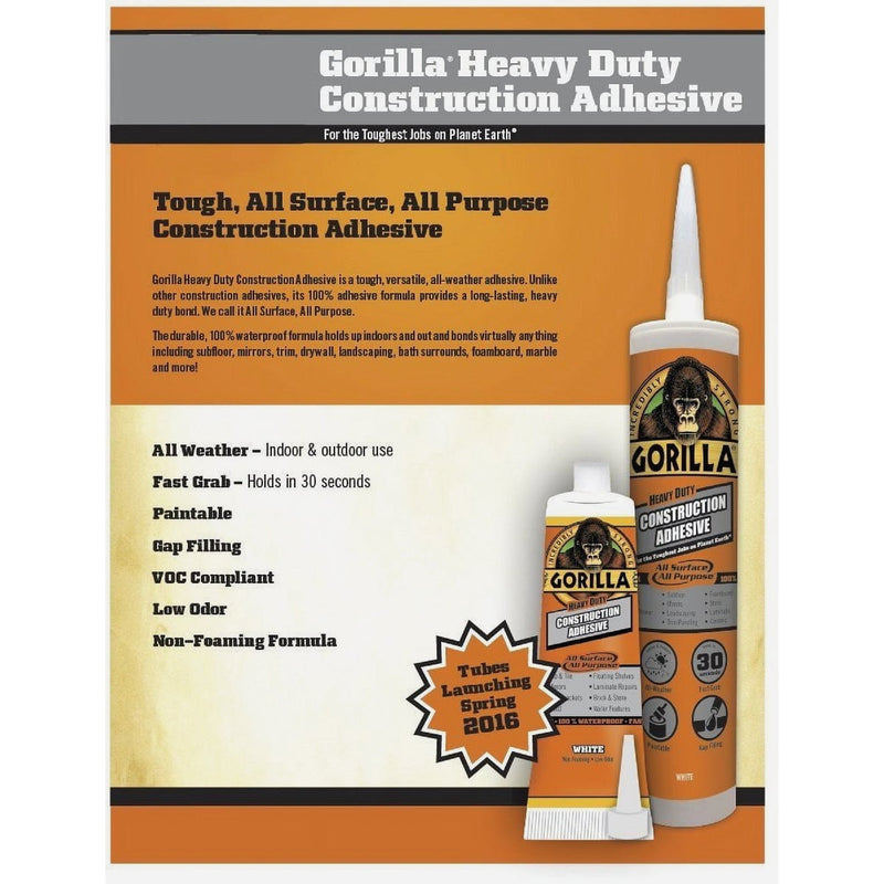 Gorilla 7 Oz. Heavy Duty Construction Adhesive