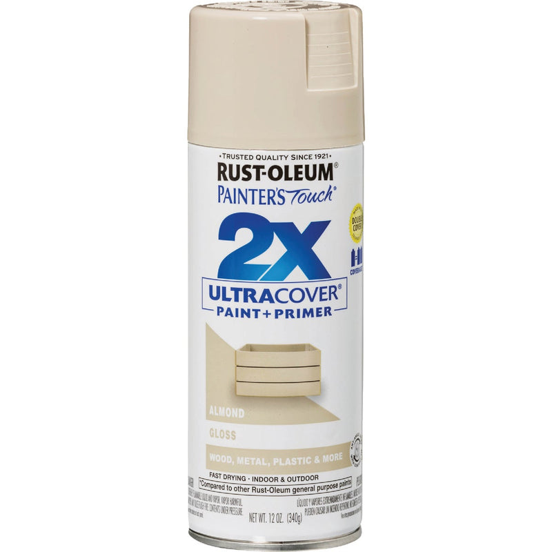 Rust-Oleum Painter's Touch 2X Ultra Cover 12 Oz. Gloss Paint + Primer Spray Paint, Almond