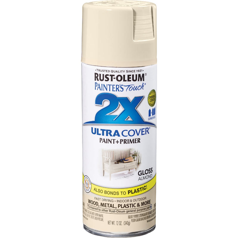 Rust-Oleum Painter's Touch 2X Ultra Cover 12 Oz. Gloss Paint + Primer Spray Paint, Almond