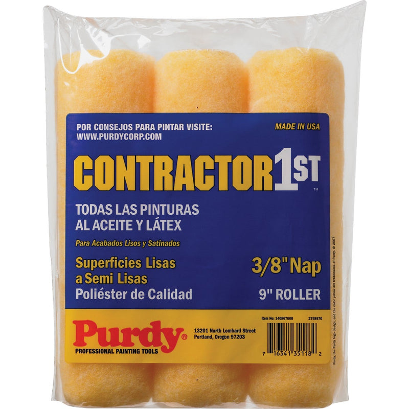 Purdy Contractor 1st 9 In. x 3/8 In. Knit Fabric Roller Cover (3-Pack)