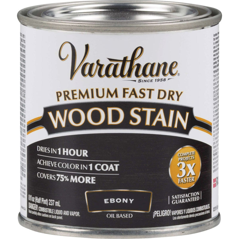 Varathane Fast Dry Ebony Wood Urethane Modified Alkyd Interior Wood Stain, 1/2 Pt.