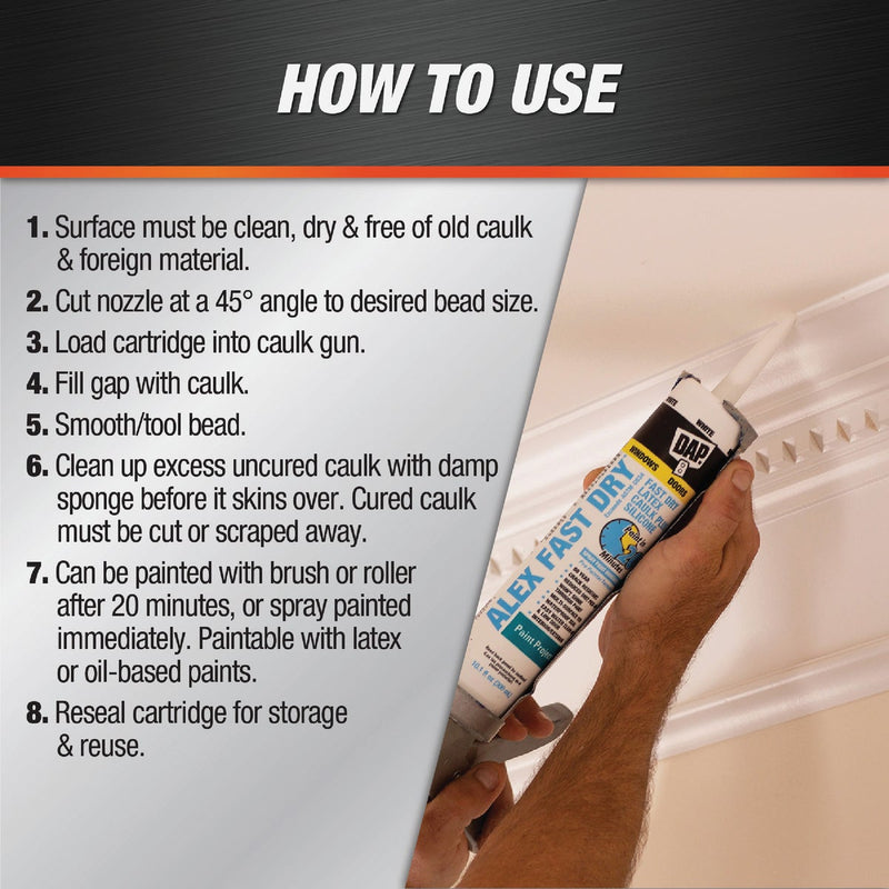 Dap Alex Fast Dry 10.1 Oz. White Siliconized Acrylic Latex Caulk