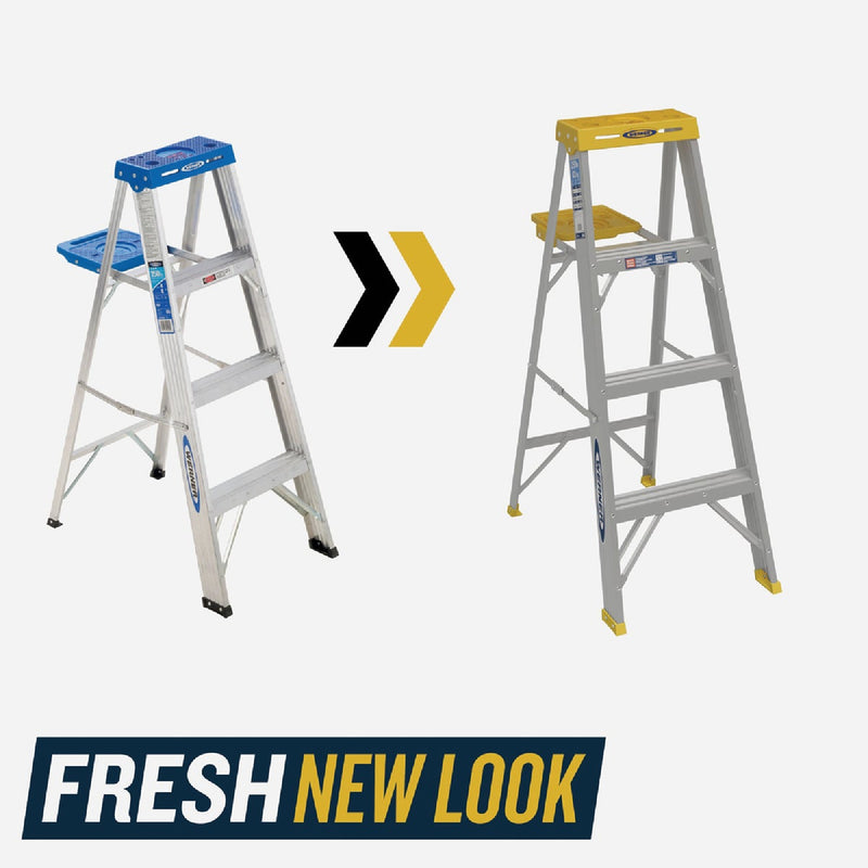 Werner 4 Ft. Aluminum Step Ladder with 250 Lb. Load Capacity Type I Ladder Rating