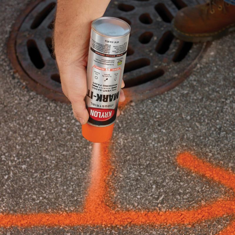 Krylon Mark-It 730608 Industrial SB APWA Bright Orange Inverted Marking Paint