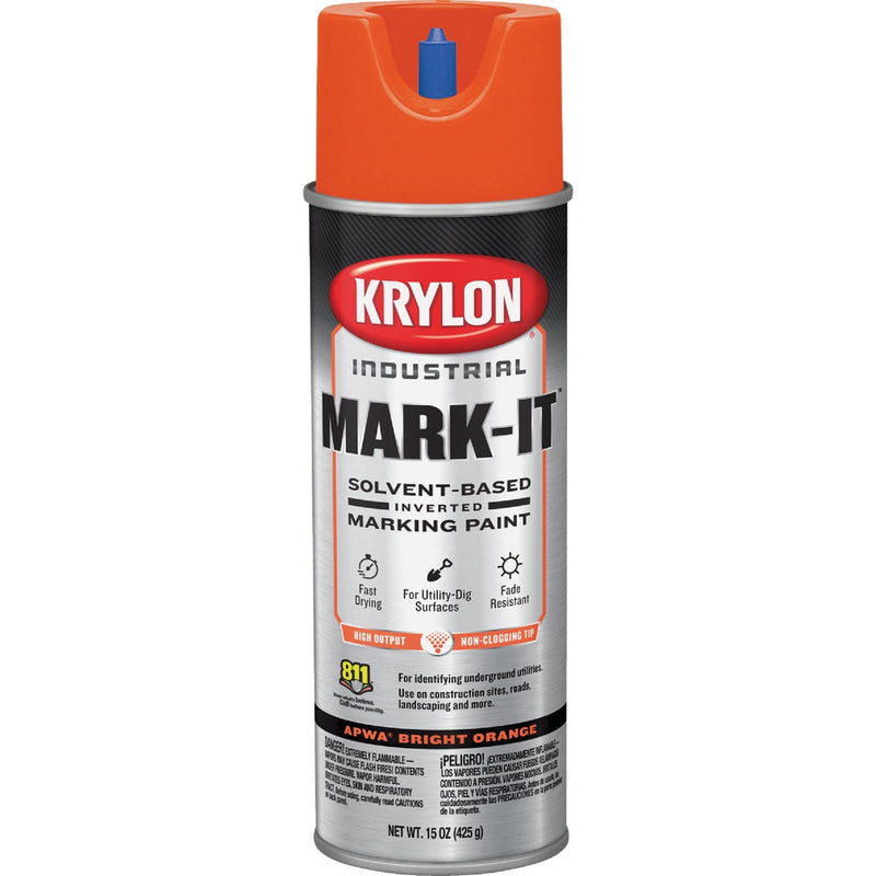 Krylon Mark-It 730608 Industrial SB APWA Bright Orange Inverted Marking Paint