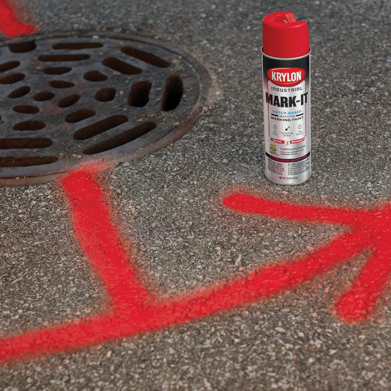 Krylon Mark-It 731308 Industrial WB APWA Brilliant Red Inverted Marking Paint