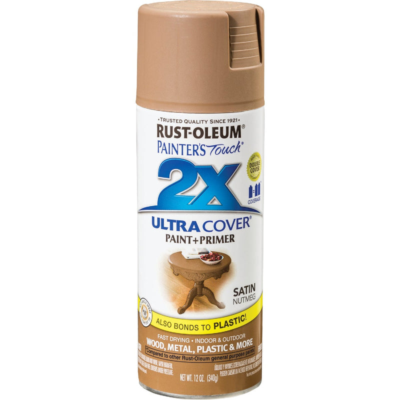 Rust-Oleum Painter's Touch 2X Ultra Cover 12 Oz. Satin Paint + Primer Spray Paint, Nutmeg