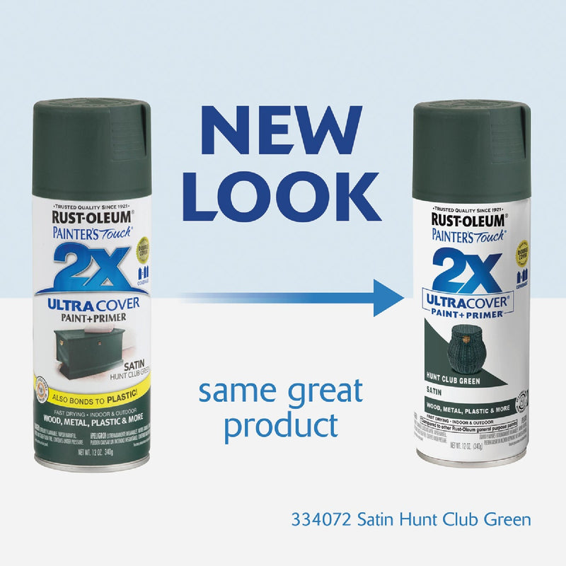 Rust-Oleum Painter's Touch 2X Ultra Cover 12 Oz. Satin Paint + Primer Spray Paint, Hunt Club Green