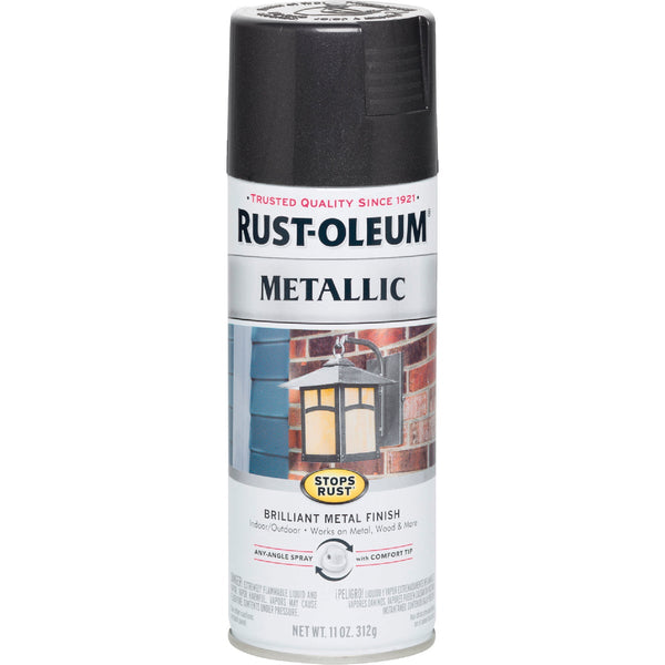 Rust-Oleum Stops Rust 11 Oz. Metallic Satin Spray Paint, Black Night