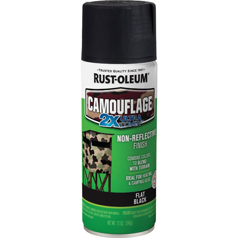 Rust-Oleum Camouflage 2X Ultra Cover 12 Oz. Flat Spray Paint, Black