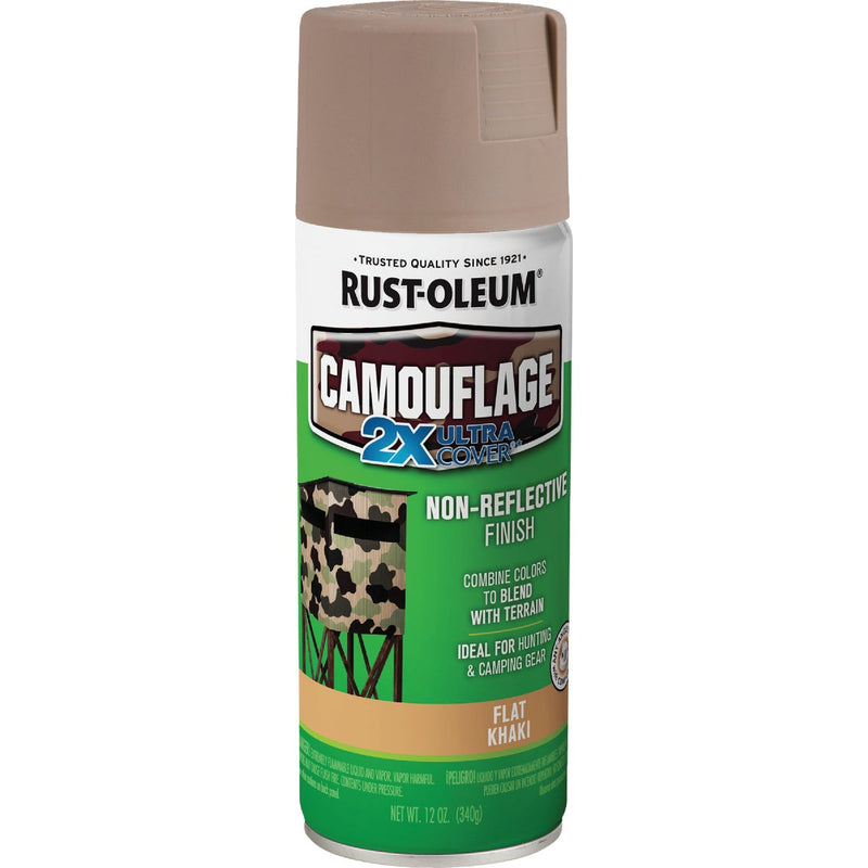 Rust-Oleum Camouflage 2X Ultra Cover 12 Oz. Flat Spray Paint, Khaki