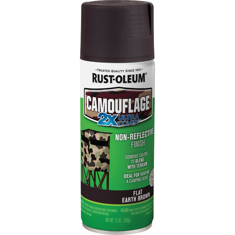 Rust-Oleum Camouflage 2X Ultra Cover 12 Oz. Flat Spray Paint, Earth Brown