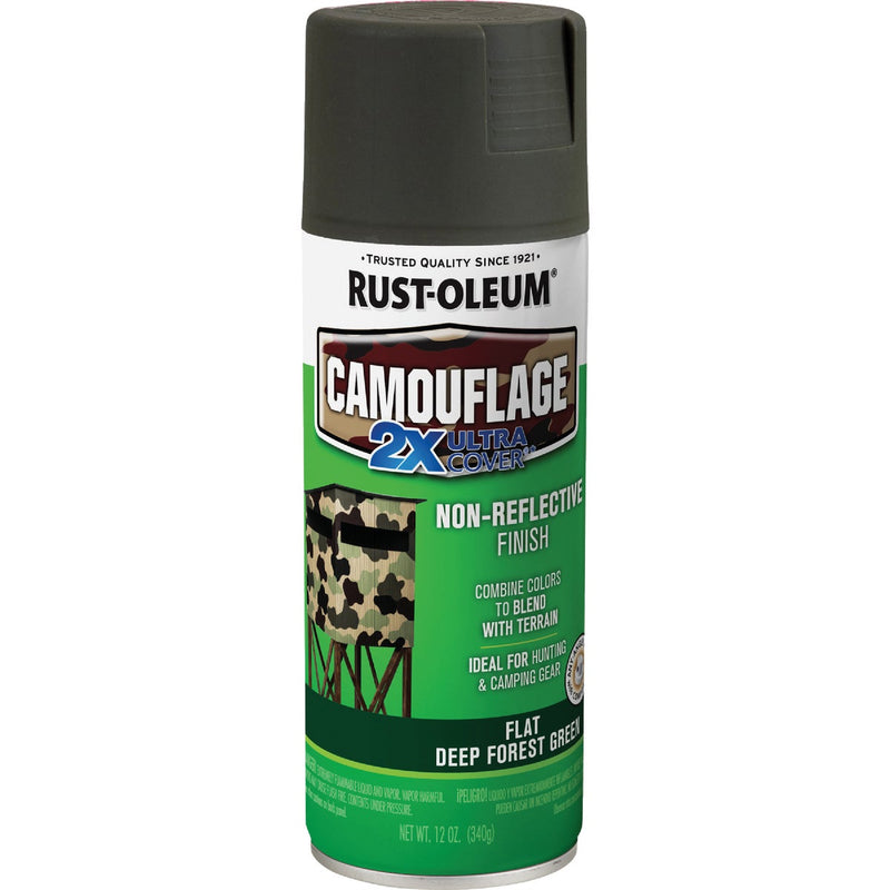 Rust-Oleum Camouflage 2X Ultra Cover 12 Oz. Flat Spray Paint, Deep Forest Green