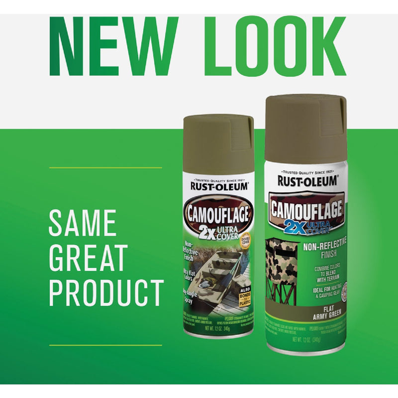 Rust-Oleum Camouflage 2X Ultra Cover 12 Oz. Flat Spray Paint, Army Green