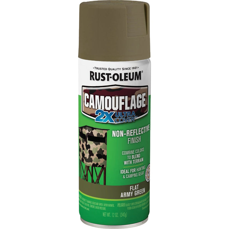 Rust-Oleum Camouflage 2X Ultra Cover 12 Oz. Flat Spray Paint, Army Green