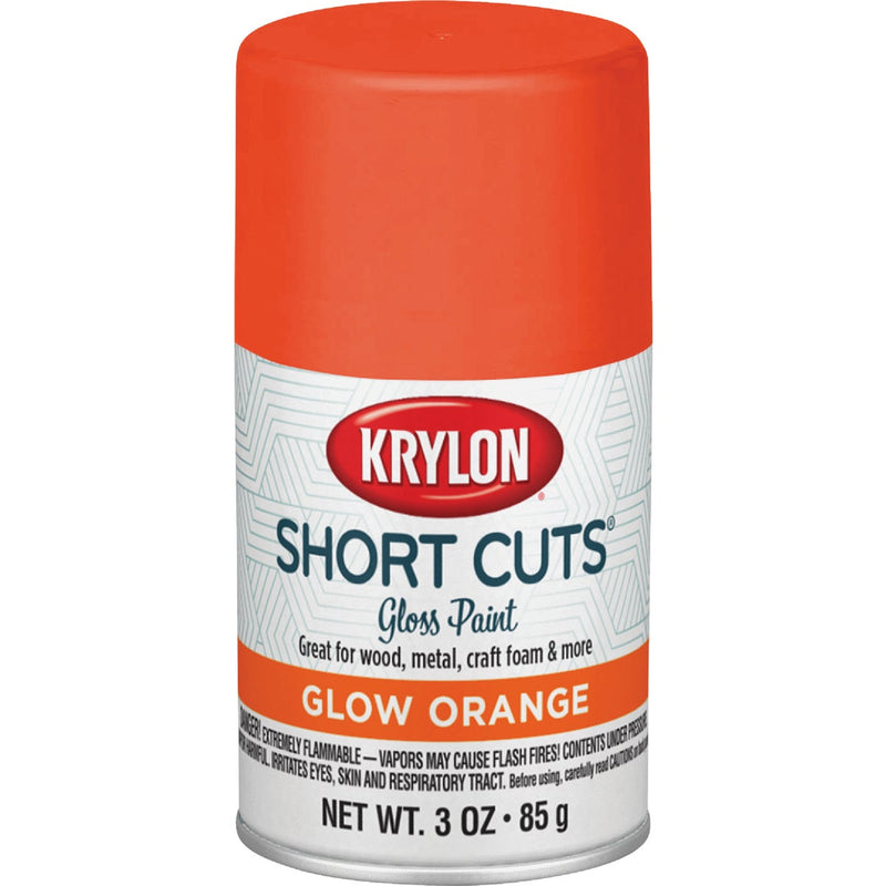 Krylon Short Cuts 3 Oz. High-Gloss Enamel Spray Paint, Glow Orange