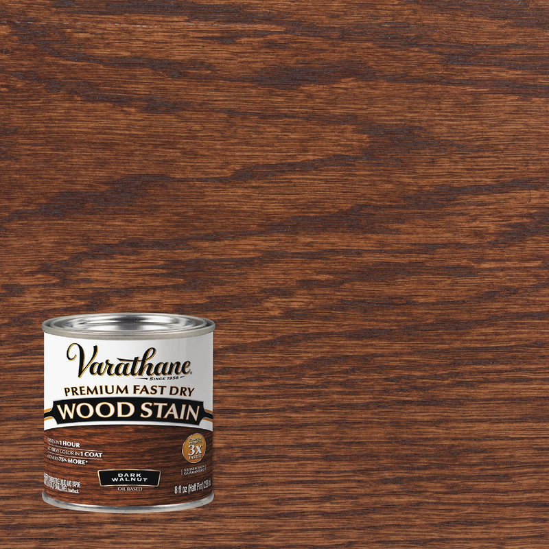Varathane Fast Dry Dark Walnut Urethane Modified Alkyd Interior Wood Stain, 1/2 Pt.