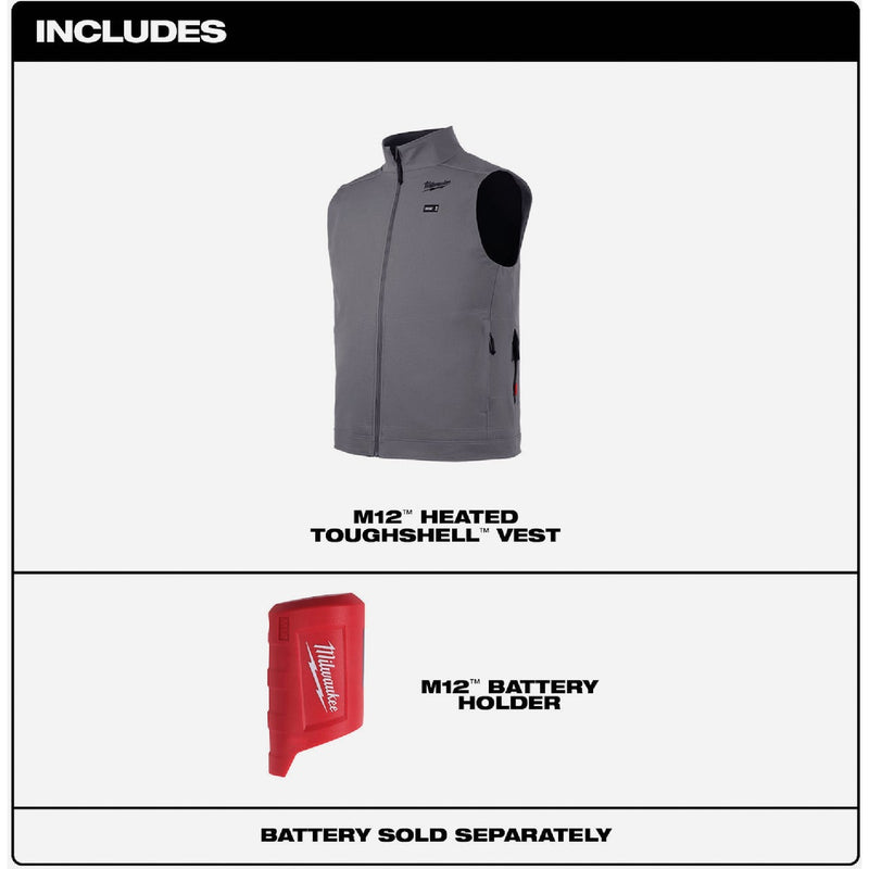 Milwaukee M12 TOUGHSHELL Men's Gray Cordless Heated Vest, XL