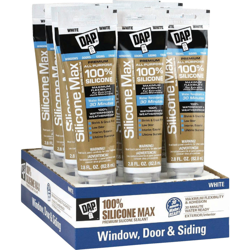 DAP Silicone Max 2.8 Oz. White Premium All Purpose 100% Silicone Sealant