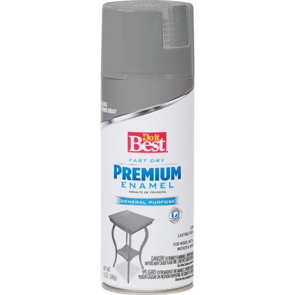 Do it Best Premium Enamel 12 Oz. Gloss Spray Paint, Stone Gray