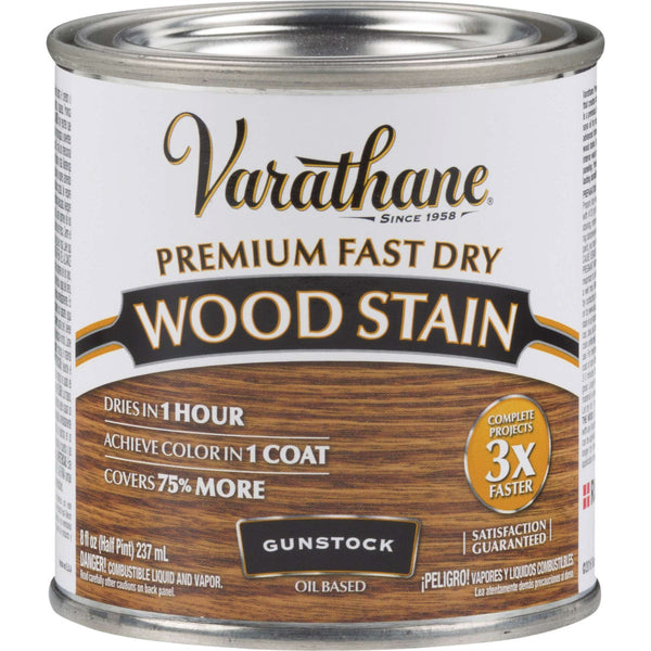 Varathane Fast Dry Gunstock Wood Urethane Modified Alkyd Interior Wood Stain, 1/2 Pt.