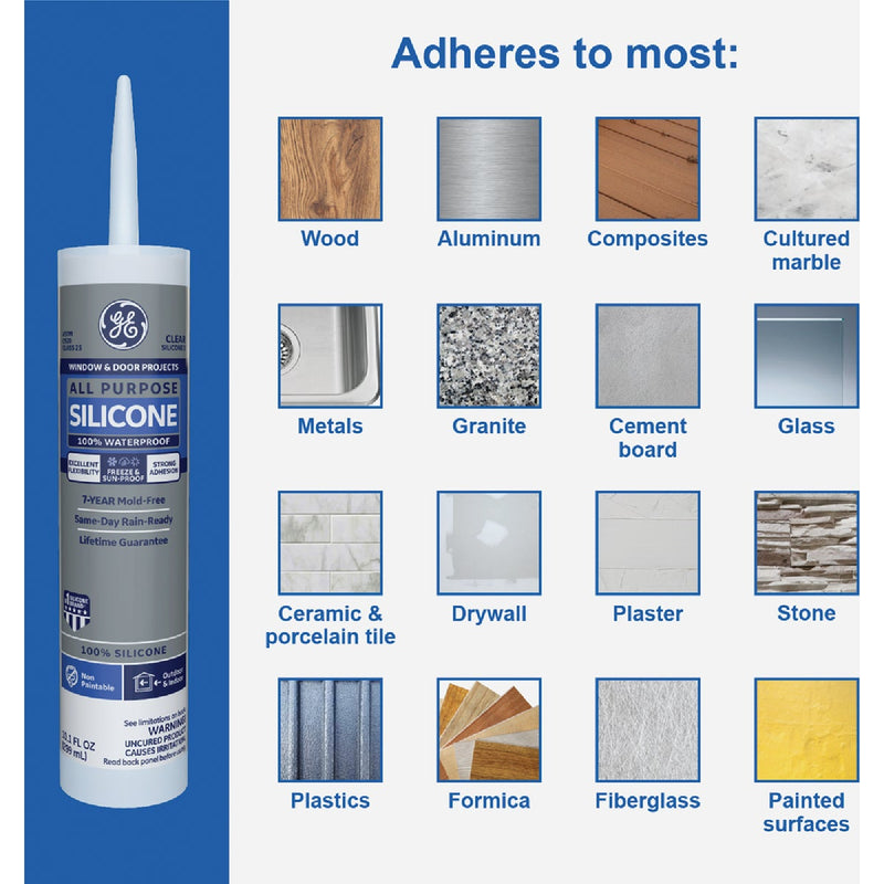 GE Window & Door All-Purpose Sealant, White, 10.1 Oz. Cartridge