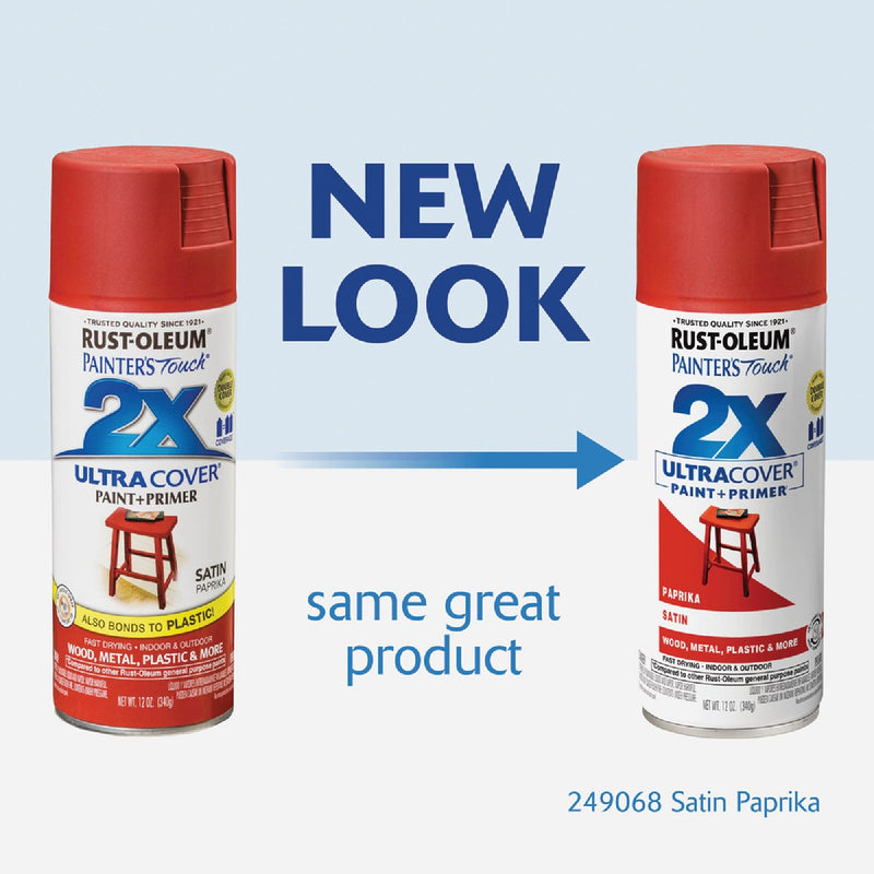 Rust-Oleum Painter's Touch 2X Ultra Cover 12 Oz. Satin Paint + Primer Spray Paint, Paprika