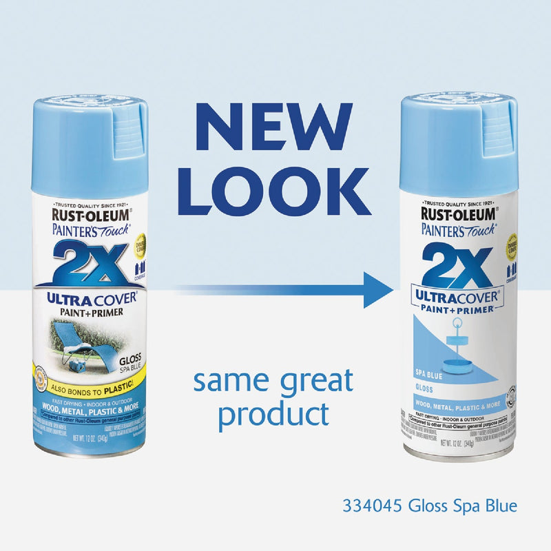 Rust-Oleum Painter's Touch 2X Ultra Cover 12 Oz. Gloss Paint + Primer Spray Paint, Spa Blue