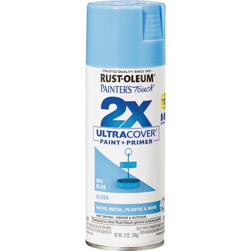 Rust-Oleum Painter's Touch 2X Ultra Cover 12 Oz. Gloss Paint + Primer Spray Paint, Spa Blue