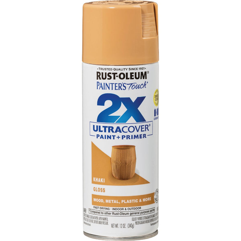 Rust-Oleum Painter's Touch 2X Ultra Cover 12 Oz. Gloss Paint + Primer Spray Paint, Khaki