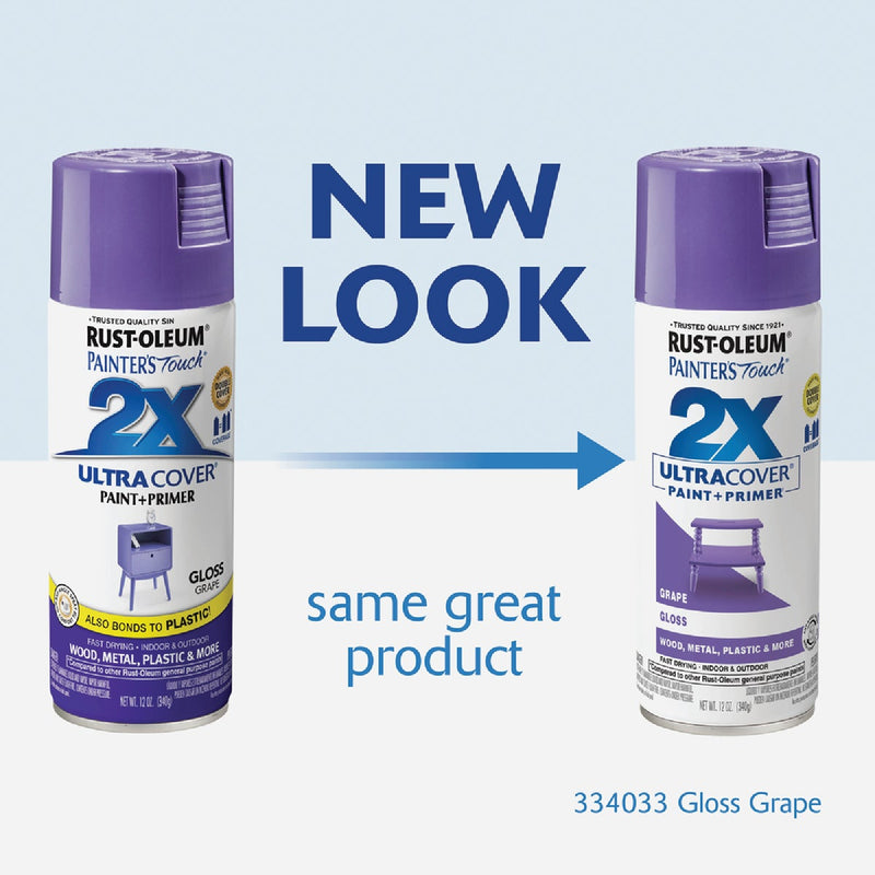 Rust-Oleum Painter's Touch 2X Ultra Cover 12 Oz. Gloss Paint + Primer Spray Paint, Grape