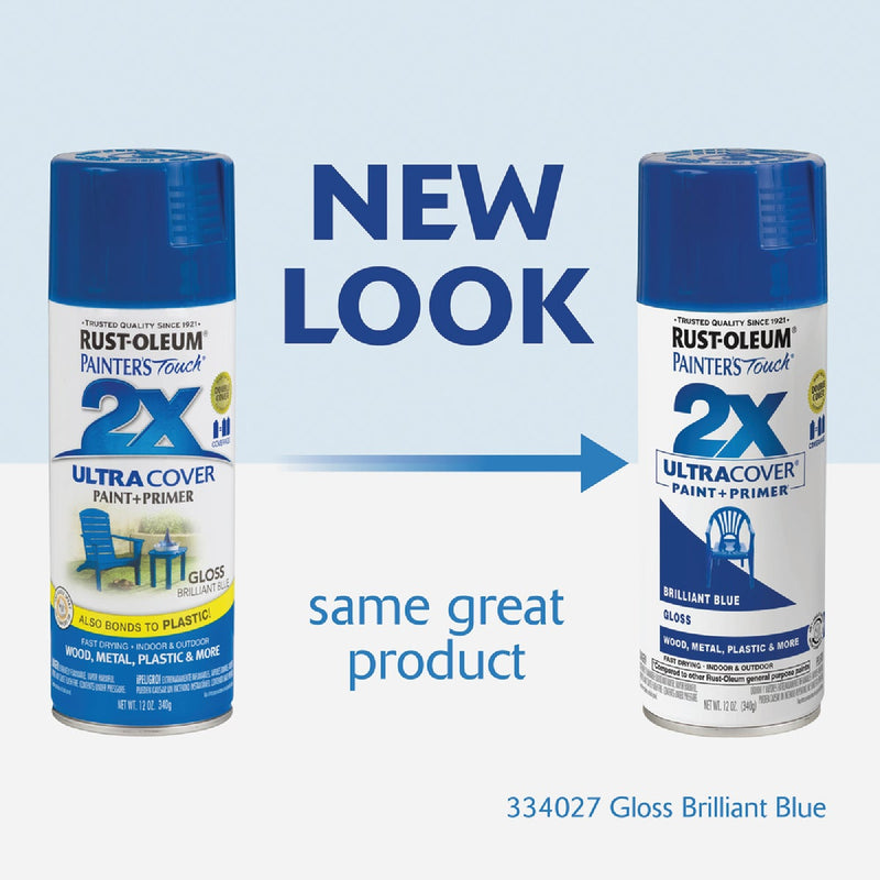 Rust-Oleum Painter's Touch 2X Ultra Cover 12 Oz. Gloss Paint + Primer Spray Paint, Brilliant Blue