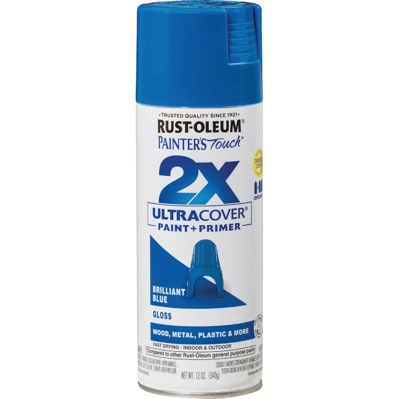 Rust-Oleum Painter's Touch 2X Ultra Cover 12 Oz. Gloss Paint + Primer Spray Paint, Brilliant Blue